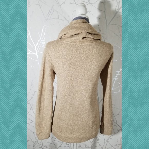 J. Crew Heathered Beige Oatmeal Funnel Neck Sweatshirt - Picture 4 of 5